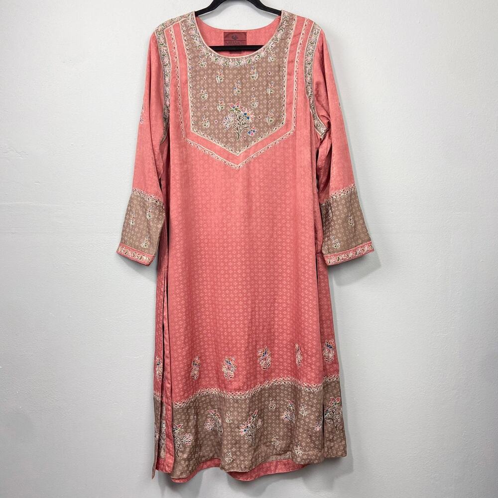 Karabagh Kurta Tunic Size L Boho Embroidered Floral‎ Ethnic Modest Cottagecore